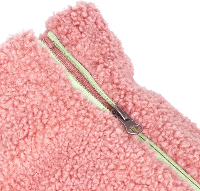 Gooby Sherpa Vest - Mauve Pink, Small - Warm Fuzzy Fleece Step in Dog Jacket Without Ring Leash - Winter Dog Sweater for Everyday Use