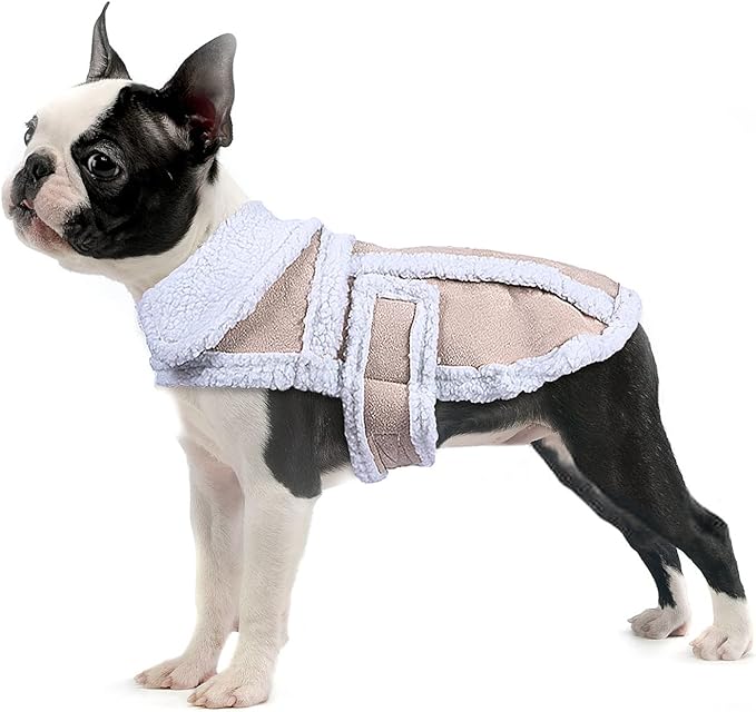 Namsan Dog Sherpa Jacket, Size S, Fleece Dog Vest with Leash Hole, Soft Pet Coat Outfit for Small Medium Large Dogs, Thick Warm Dogs Vest for Cold Weather, Adjustable Magic Tape, Easy to Wear