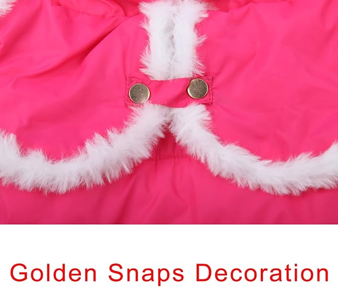 Shawl Design Fleece Lined Warm Dog Jacket for Winter Cold Weather,Soft Windproof Medium Dog Coat,Pink XL