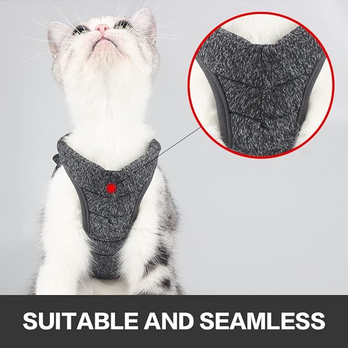 HEYWEAN Cat Harness and Leash - Ultra Light Escape Proof Kitten Collar Cat Walking Jacket with Running Cushioning Soft and Comfortable Suitable for Puppies Rabbits
