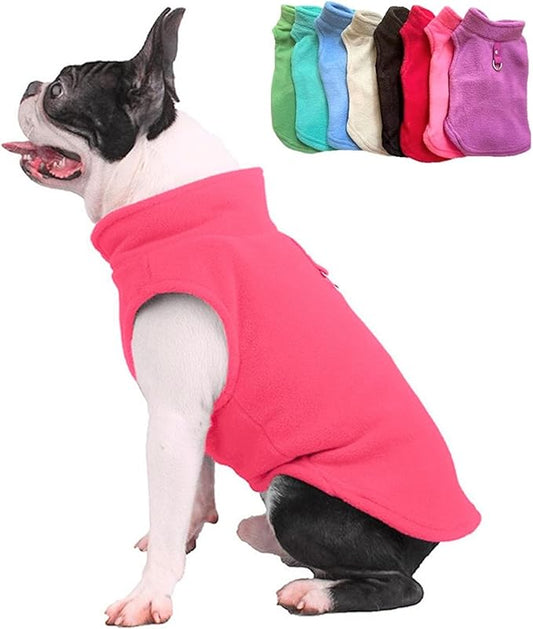 JACKO & CO - Fleece Vest Dog Sweater with Leash Ring - Soft, Warm & Lightweight Pullover Coat for Small & Medium Dogs, Puppies & Cats - Cozy Fall/Winter/Spring Pet Jacket (Pink, X-Large 17-25lbs)