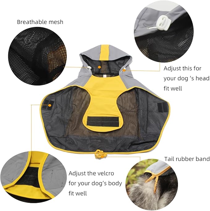 Dogs Packable Lightweight Raincoat: Pet Dog Hood Waterproof Coats Green Size 7