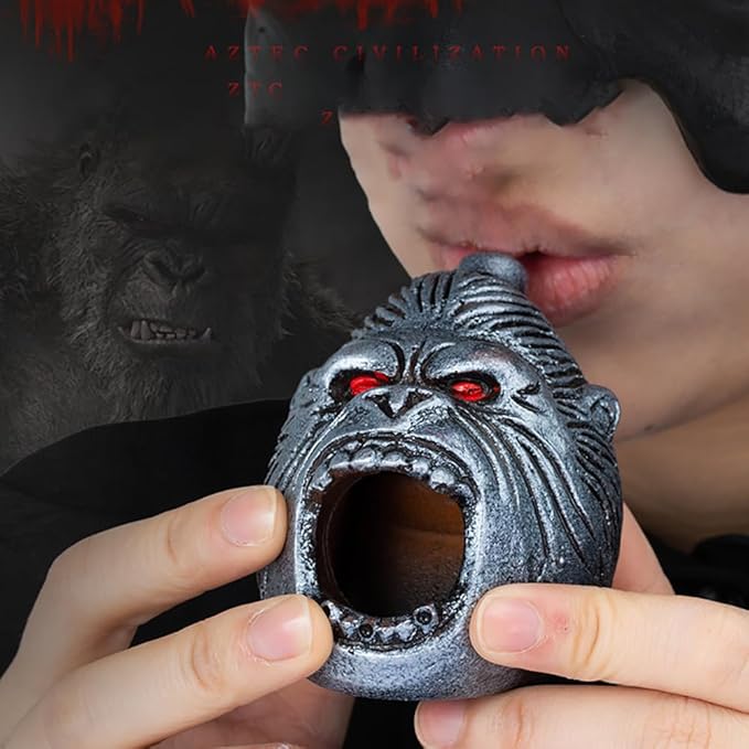 Aztec Death Whistle, Up To125+ Decibels Loud Real Screaming Silbato Azteca Death Whistles Loudest Authentic Human Ehecachichtli Sounding Screams Aztec War Whistle Halloween Costumes Gift (Brown)