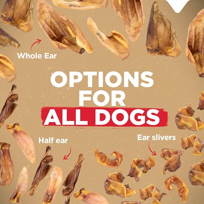 Natural Farm Pig Ears for Dogs (8-Count), One Ingredient: Natural Whole Pigs Ears, Air Dried, Long-Lasting & Highly Digestible Treats, Great for Puppy and Large/Medium Dogs