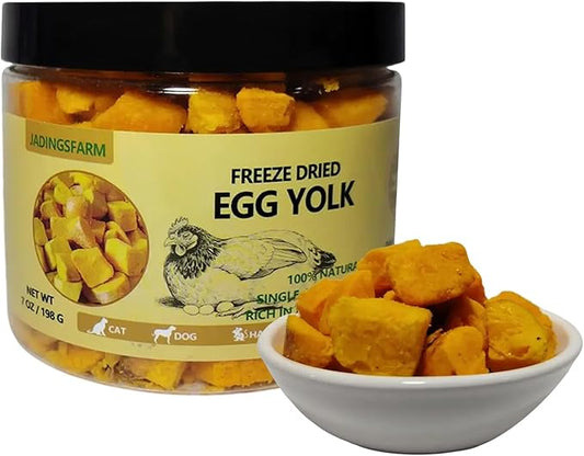 Freeze Dried Egg Yolk Cat & Dog Treats, Single Ingredient, High-Protein Training Treats and Food Topper for Dogs and Cats, Gluten & Grain Free, 7 oz (Chicken Egg Yolk)