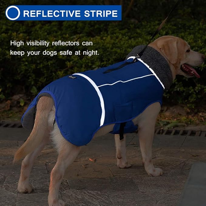 QBLEEV Warm Dog Coat - Reflective & Waterproof Winter Jacket, Turtleneck Pet Clothes with Thick Fleece Lining for Small to Large Dogs