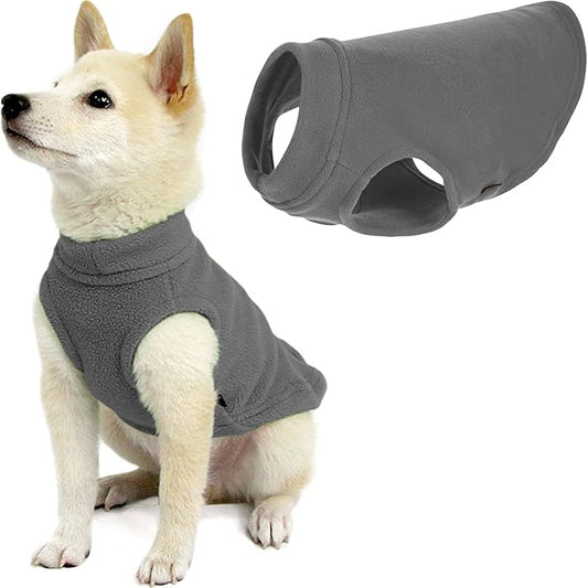 Gooby Stretch Fleece Vest Dog Sweater - Gray, Medium - Warm Pullover Super Stretchy Fleece Dog Jacket for Small to Large Dogs