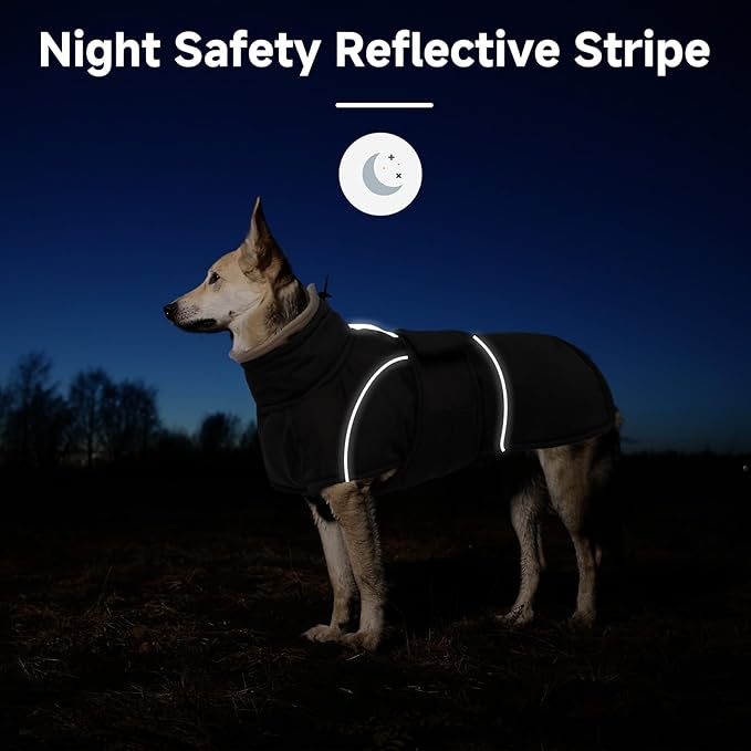 Dog Winter Coat for Small to Large Dogs(XS-XXXL)– Waterproof Windproof Fleece Lined Jacket with Reflective Trim,Pet Vest with Adjustable Buckles, Machine Washable Black 3XL