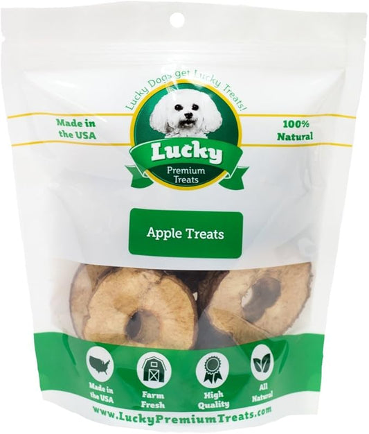 Lucky Premium Apple Rings – Thin, Crispy, All Natural Jerky Apple Treats for Dogs, Vegetarian Dog Treats with Real Fruit (12 oz)