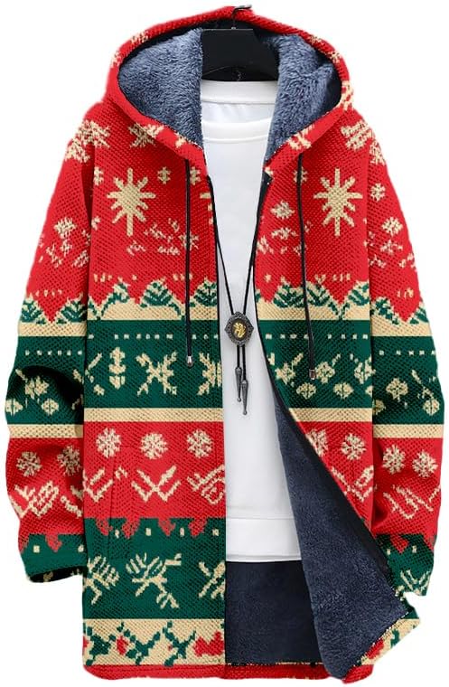 Oversized Full Zip Hoodie for Men Sherpa Fleece Lined Jacket with Hood Soft Warm Winter Coat with Pockets