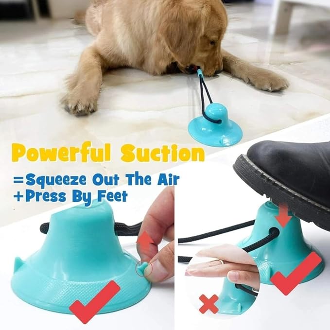 Dog Chew Toy for Aggressive Chewers, Suction Cup Interactive Tug Toy for Dogs, Durable TPR Teeth Cleaning Toy, Puppy Dental Care Toy for Training, Anxiety Relief & Boredom
