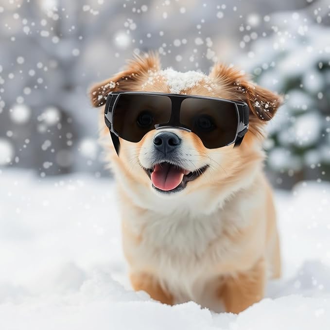 Dog Goggles Sunglasses Small to Medium Breed, Anti-Fog UV400 Lens Puppy Sunglasses, Adjustable Lightweight Doggie Goggles for UV, Wind, Snow, Dust Protection, Black