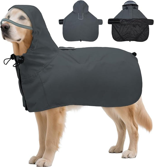 DENTRUN Heavy Duty Dog Raincoat with Hood for German Shepherd, Alaskan Malamute – All-Weather Protection for Hiking, Hunting, Stormy Days – Reinforced Seams, XXXL