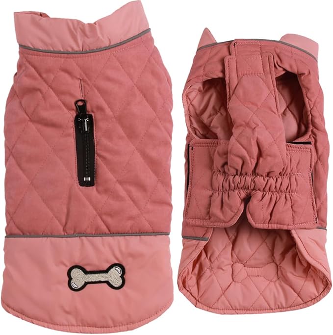 Reversible Dog Coats for Large Dogs Waterproof Warm Dog Jacket for Cold Winter,Pink XL