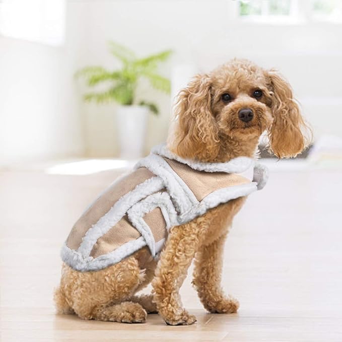 Namsan Dog Sherpa Jacket, Size L, Fleece Dog Vest with Leash Hole, Soft Pet Coat Outfit for Small Medium Large Dogs, Thick Warm Dogs Vest for Cold Weather, Adjustable Magic Tape, Easy to Wear