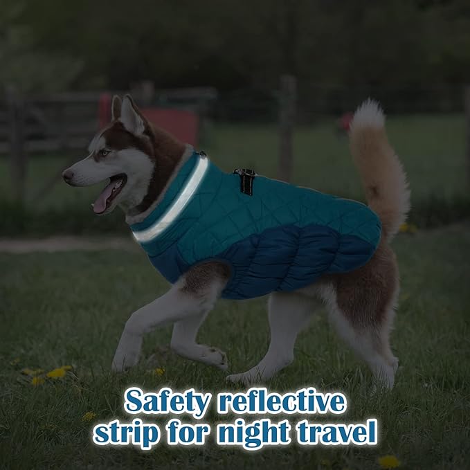 Dog Coats for Large Dogs,XL Dog Coat,Warm Fleece Winter Coat with D-Ring,Back Zipper Pet Jacket for Large Dogs,Waterproof Pet Snow Jacket Clothes Snowsuit Beagle Corgi Border Collie,XL