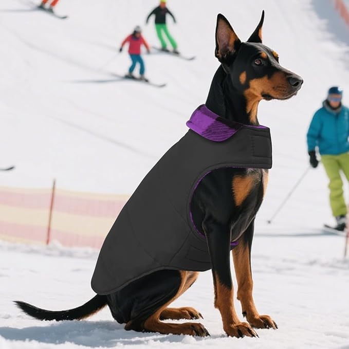ASENKU Dog Jacket Plaid Reversible Reversible Dog Vest Waterproof Cold Winter Clothes Pet Apparel for Small Medium Large Dogs (XL, Purple)