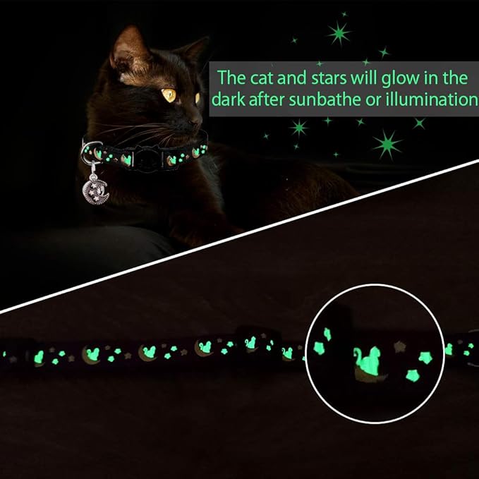 2Pcs Breakaway Cats Collars Cat Collars for Boy & Girl Cats Adjustable Kitten Collars with Bell,Black+Teal