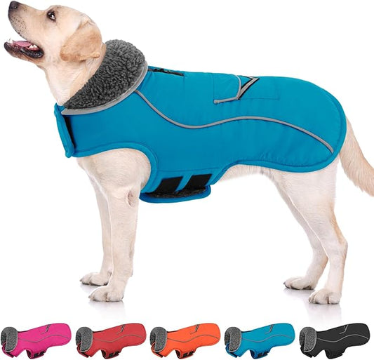 SUNFURA Dog Winter Coat, Medium Dog Coat Jacket with Fleece Lining for Cold Weather, Warm Puffer Jacket Turtleneck Snowsuit with Leash Hole for Jack Russel, Boston Terrier, Turquoise M