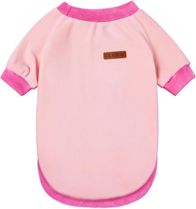 GreenJoy Classic Fleece Dog Sweater – Soft & Warm Stretchy Sweatshirt for Small Dogs & Cats, Cold-Weather Pullover for Everyday Wear (Light Pink, X-Small)