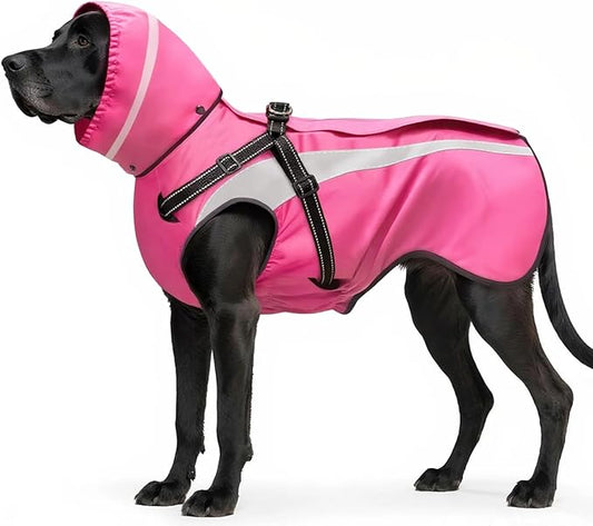 Mosucoirl Dog Raincoat Waterproof Raincoats for Dog Reflective Dogs Rain Jackets with Hood Hoodie Pet Rain Poncho Coat for Small Medium Large Dogs Puppies S-XXL (Pink, M)