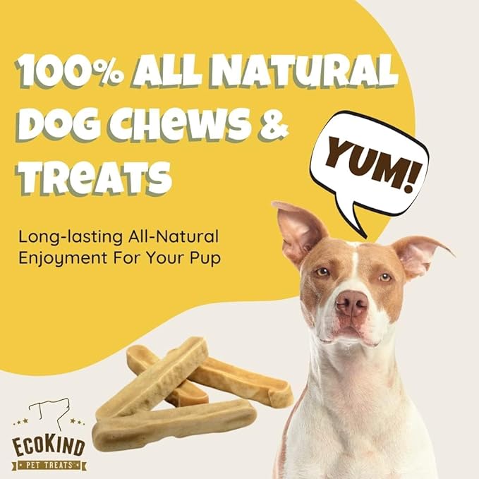 EcoKind Premium Gold Yak Cheese Himalayan Dog Chews, Dog Treats Large Breed, All Natural, High Protein Dog Chew, Peanut Butter, Large - 5 Chews