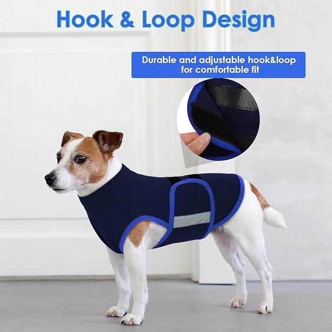 MIGOHI Dog Anxiety Relief Coat,Comfort Anxiety Vest for Dogs,Adjustable Anxiety Calming Wrap for Fireworks,Thunderstorms,Travel, Separation, Dog Anxiety Jacket for Small Dogs,M,NavyBlue