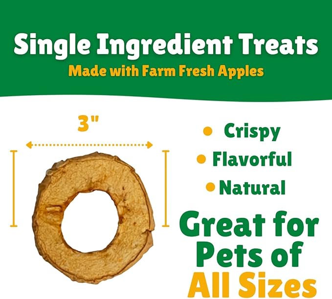 Lucky Premium Apple Rings – Thin, Crispy, All Natural Jerky Apple Treats for Dogs, Vegetarian Dog Treats with Real Fruit (12 oz)