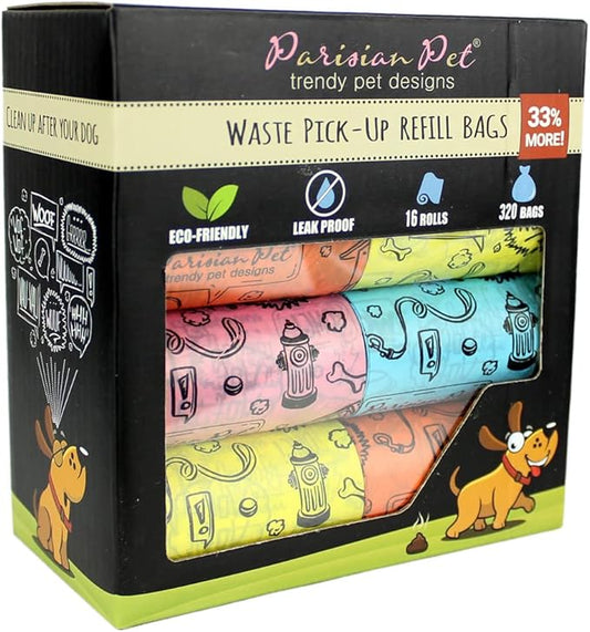 Parisian Pet Ecofriendly Dog Poop Bags Rolls - 320 Count Unscented Poop Bags For Dogs - Leakproof, Extra Thick, 16 Dog Waste Bags Refill Rolls - Doggie Poop Bags - Fits All Dispenser - Shoutout