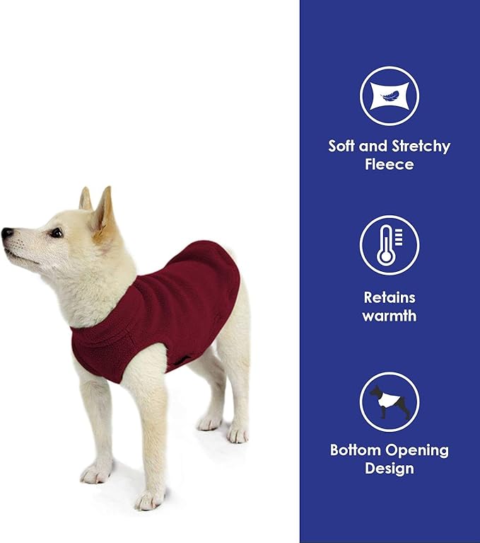 Gooby Stretch Fleece Vest Dog Sweater - Burgundy, X-Small - Warm Pullover Super Stretchy Fleece Dog Jacket for Small to Large Dogs