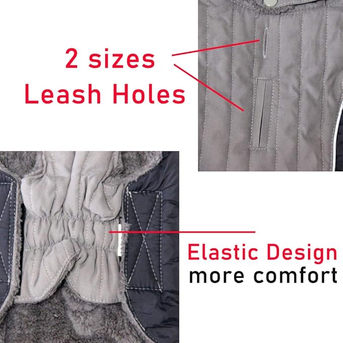 Fleece Dog Hoodie for Small Dogs Super Warm Puppy Jacket for Cold Winter Dog Coats,Grey XS
