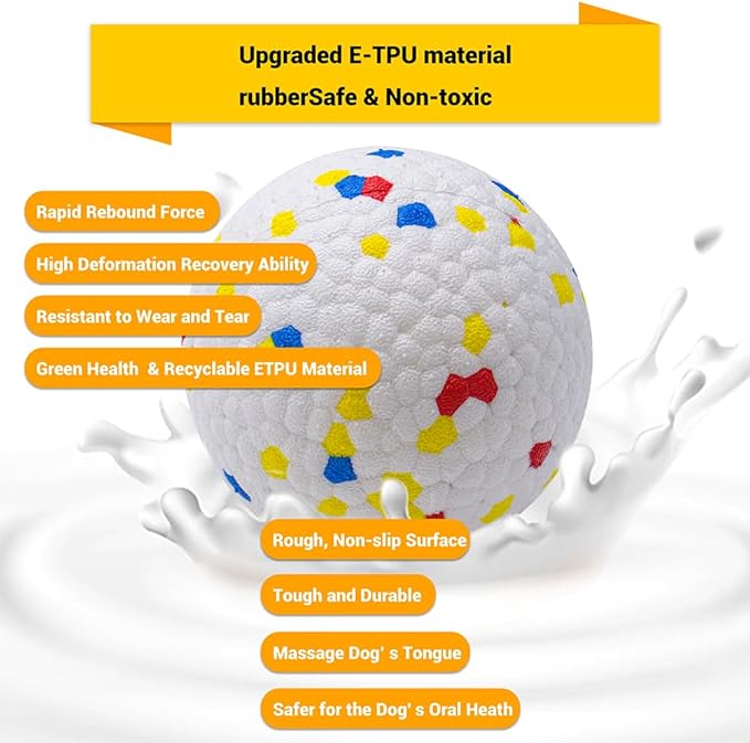 Dog Balls Toys for Aggressive Chewers, Indestructible Durable Bouncy Floating Balls for Dogs to Fetch, Durable Solid Rubber Ball for Training Dog(2 PCS)