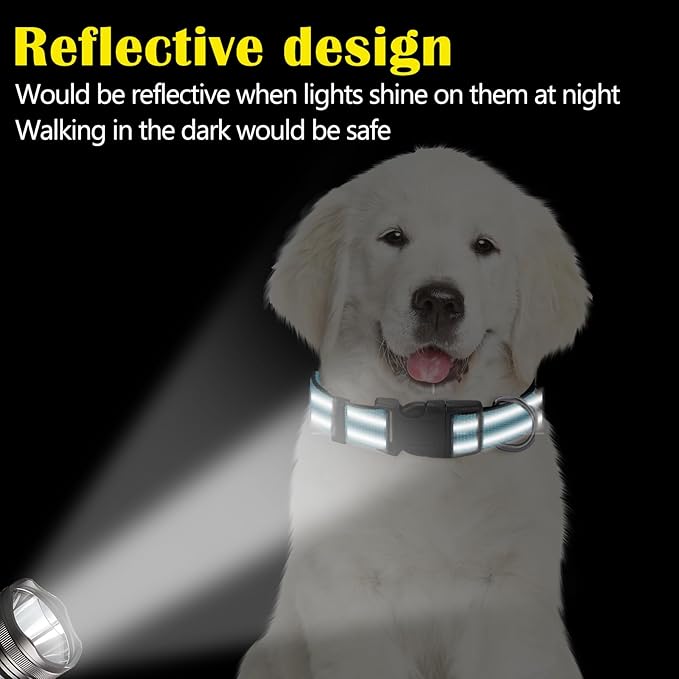 Sanwuta 12 Pcs Reflective Puppy Dog Collars Bulk for Litter Dogs Adjustable Safety Nylon Collars with Locking Buckle Soft Padded Breathable Puppy Collar for Cats Pets(Medium)