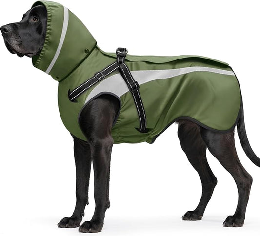 Mosucoirl Dog Raincoat Waterproof Raincoats for Dog Reflective Dogs Rain Jackets with Hood Hoodie Pet Rain Poncho Coat for Small Medium Large Dogs Puppies S-XXL (Green, M)