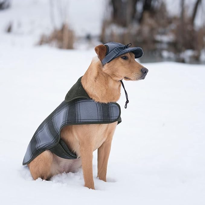Stormy Kromer Fleece Dog Jacket, Gray/Black Plaid, Small