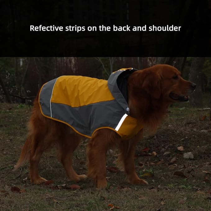 Dogs Packable Lightweight Raincoat: Pet Dog Hood Waterproof Coats Yellow Size 7