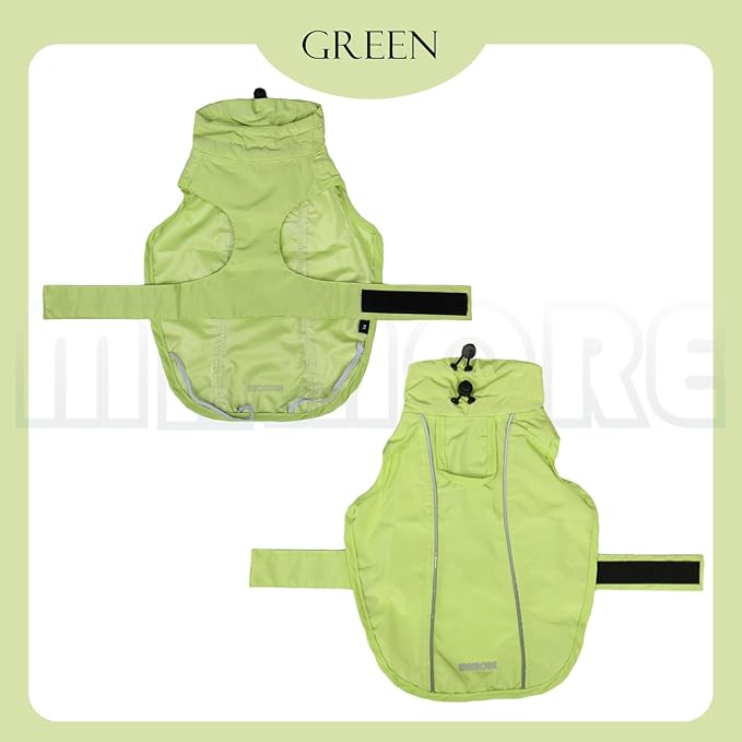 Waterproof Dog Raincoat with Reflective Strip, Adjustable Breathable Rain Coat Jacket with Leash Hole for Dogs (Light Green, X-Large)