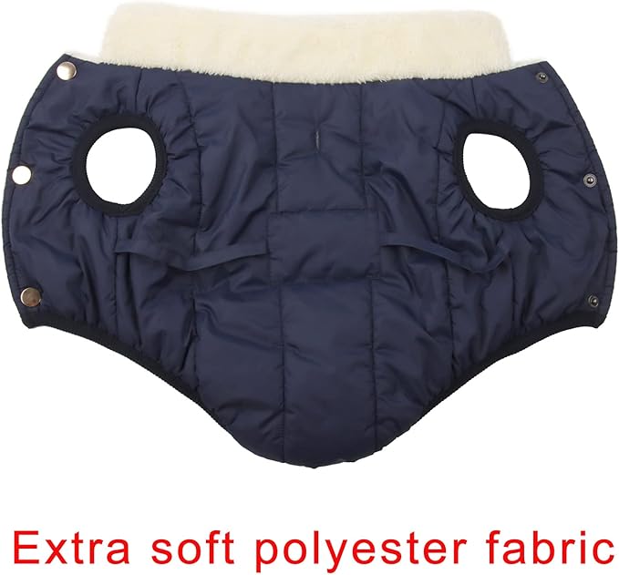 Fleece Lined Warm Dog Jacket for Winter Cold Weather,Soft Windproof Medium Dog Coat,Blue L