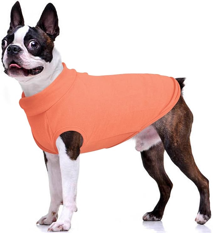 FUAMEY Dog Fleece Vest for Large Dogs,Warm Stretchy Dog Sweatshirts Pullover with Leash Hole Dogs Sweater Soft Pet Turtleneck Cozy Pet Vest Lightweight Sleeveless Orange XL