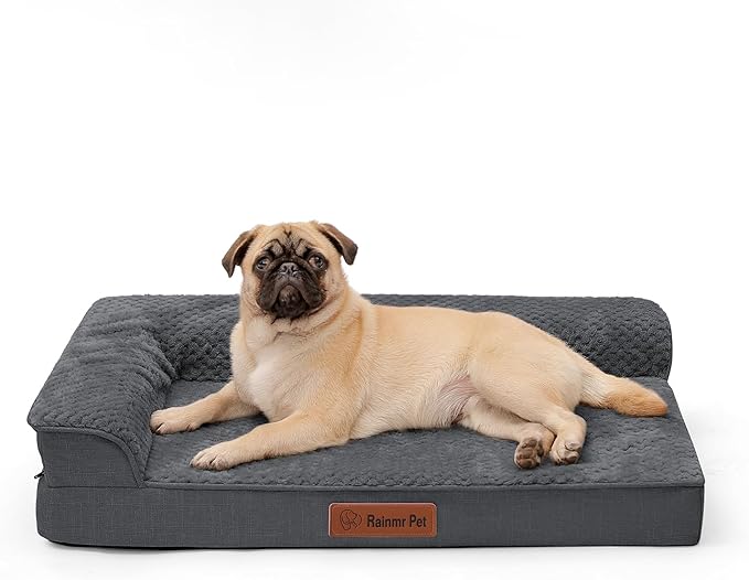 Orthopedic Dog Bed Medium Size Dog, Memory Foam Pet Bed for Small and Medium Dogs, Washable Removable Cover, Nonskid Bottom, Waterproof, 30x20x6 Inches, Dark Grey
