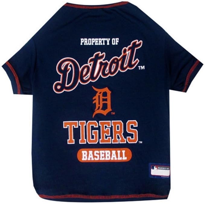 MLB Detroit Tigers Dog T-Shirt, Small. - Licensed Shirt for Pets Team Colored with Team Logos. - Premium Stretchable Materials for The Comfort of Your Dog & cat.