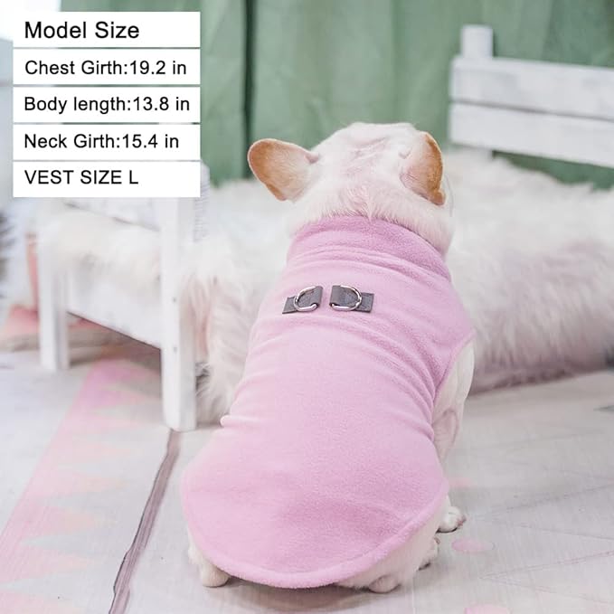 BEAUTYZOO Small Dog Sweater Fleece Vest Winter Jacket, D-Ring Leash Attachment for XS S Puppy Medium Sized Breeds Dogs, Cold Weather Dog Clothes Windproof Keep Warm, Pink XL