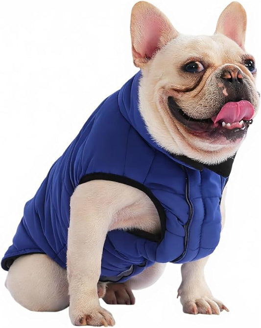 PetWarm Reversible Dog Cold Weather Coats, Waterproof Dog Puffer Vest, Vest for Dogs with Hook-and-Loop Strap, Windproof Outdoor Coat for Winter Walks and Snowy Days, Blue, XS