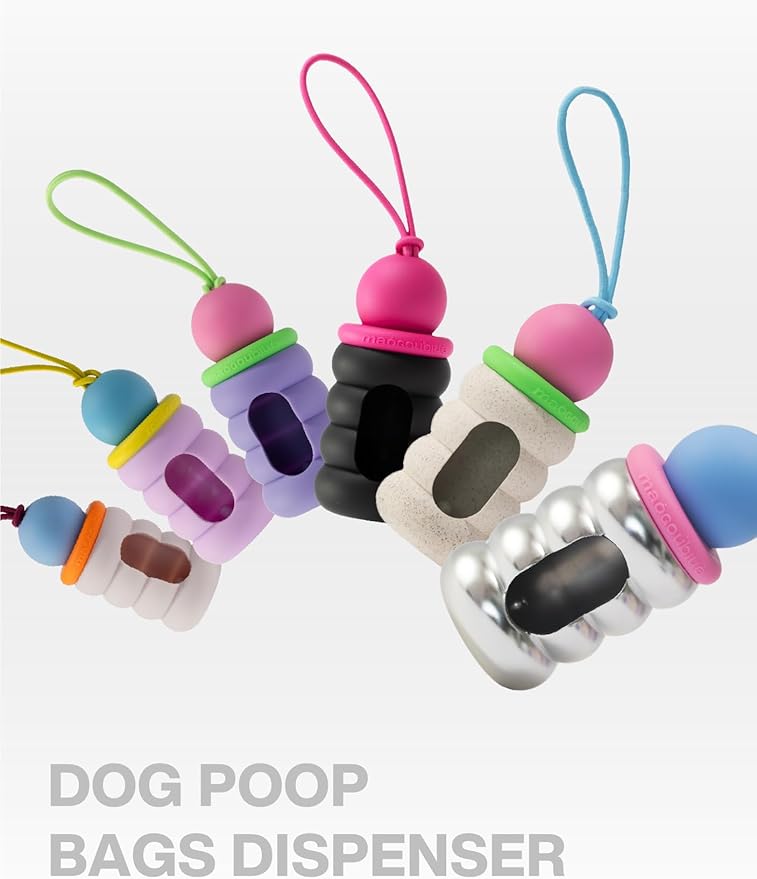 Dog Waste Bag Dispenser Pet Poop Bags Holder for Leash Lightweight Doggie Waste Bags Dispensers with Leash Attachment Includes 15 Bags (Matcha green)