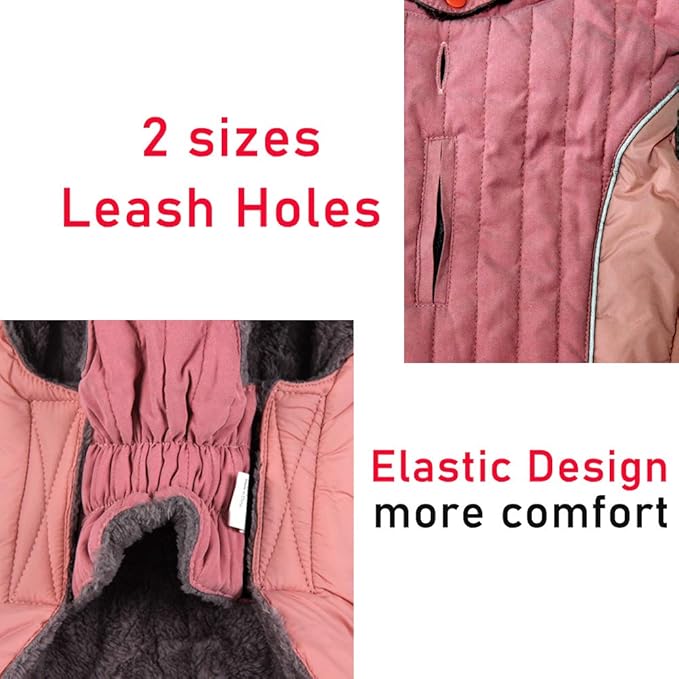 Fleece Dog Hoodie for Small Medium Dogs Super Warm Puppy Jacket for Cold Winter Dog Coats,Pink M