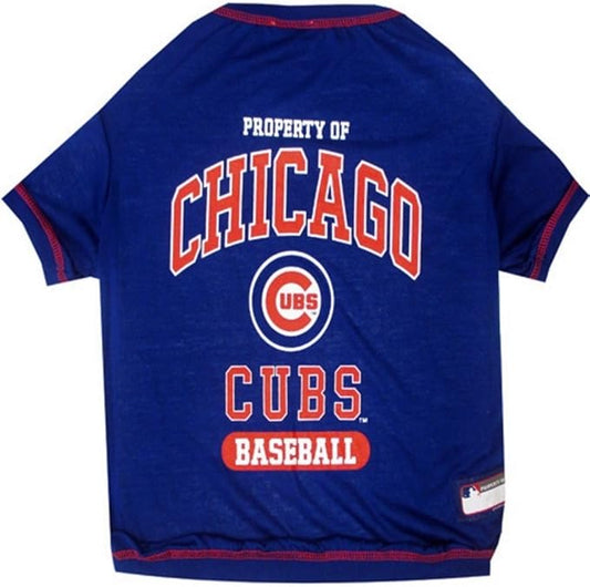 MLB Chicago Cubs Dog T-Shirt, Small. - Licensed Shirt for Pets Team Colored with Team Logos. - Premium Stretchable Materials for The Comfort of Your Dog & cat.