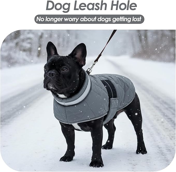 Dog Winter Coat Warm Padded Puppy Jacket Windproof Water Resistant Clothes for Small Medium Large Pets Christmas Sweater Outfit Vest(Grey, S)