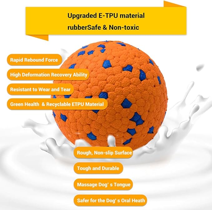 Dog Balls Toys for Aggressive Chewers, Indestructible Durable Bouncy Floating Balls for Dogs to Fetch, Durable Solid Rubber Ball for Training Dog(2 Pack)