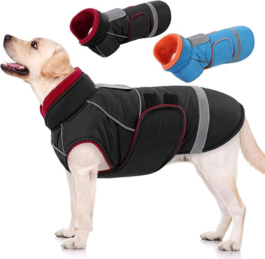 SUNFURA Dog Coat, XXL Dog Winter Jacket, Warm Snow Jacket for Extra Large Dogs, Thick Fleece Sweater Coats for Weimaraner, Labrador, Golden Retriever, Black XX-Large