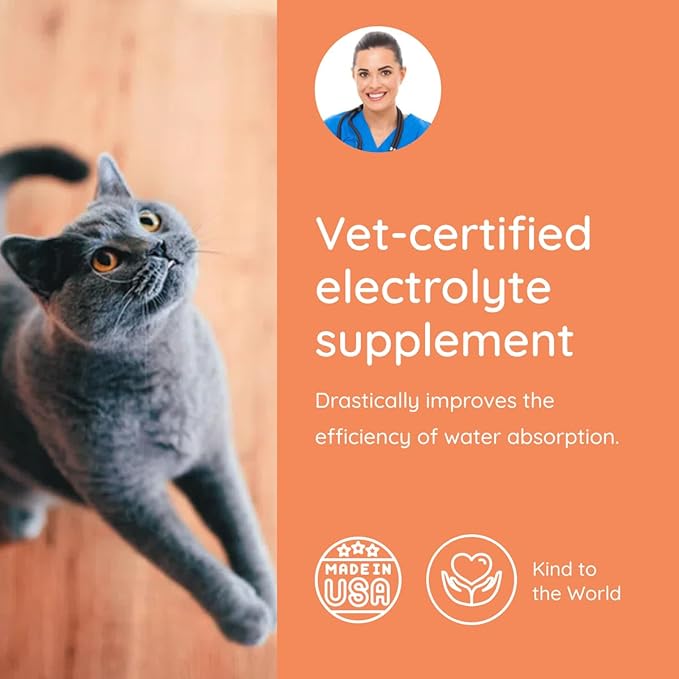 Petralyte Cat Hydration Electrolyte and Cat Joint Supplement | Hydration Support for Cats w/Glucosamine, Chondroitin, L-Glutamine, Taurine, Lysine & Prebiotics | for Tuna Lovers | 32 Packets